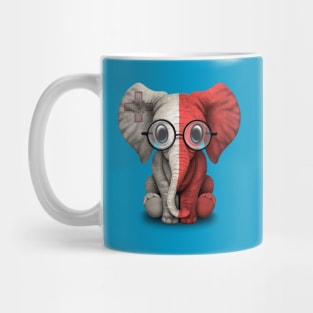 Baby Elephant with Glasses and Maltese Flag Mug
